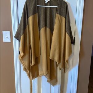 LC Lauren Conrad Brown and Cream Knit Poncho